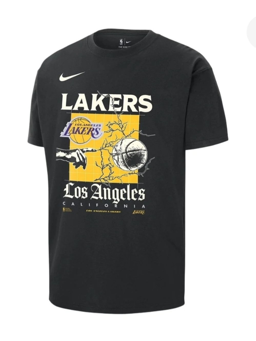 NWT Nike NBA Max 90 Los Angeles Lakers Courtside Loose Fit T-Shirt 'Black' Sz L